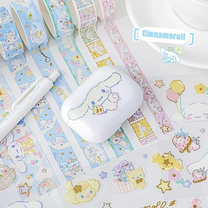 Imagem -02 - Sanrio Kuromi Cinnamoroll Melodia Adesivos Caixa de Presente Anime Kawaii Conta Mão Decoração Guka Adesivo Faça Você Mesmo Meninas Brinquedos Infantis