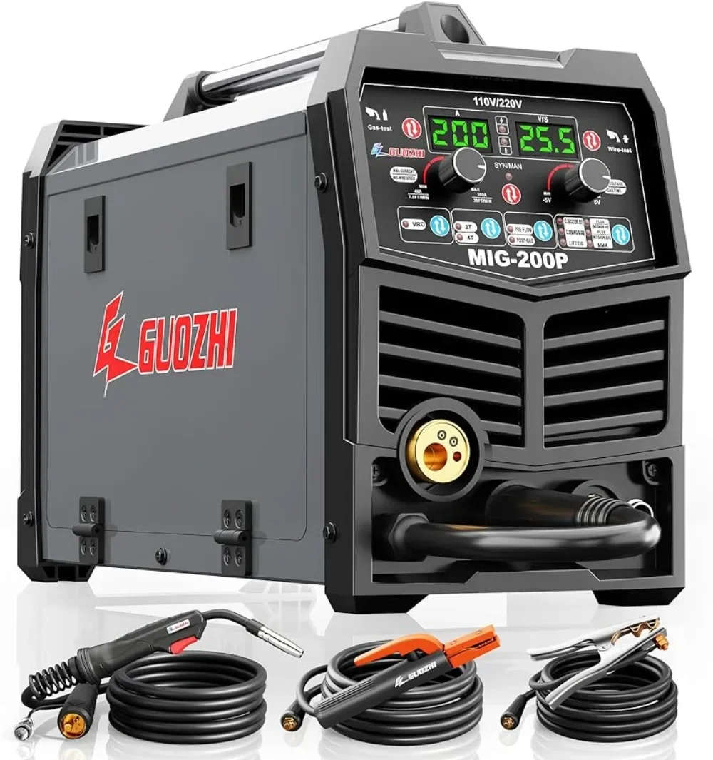 200A MIG Welder, 7 in 1 Gas MIG/MAG/Gasless Flux Core MIG/Lift TIG/Stick/Spot Welding/Spool Gun Multi-Process, Dual Voltage