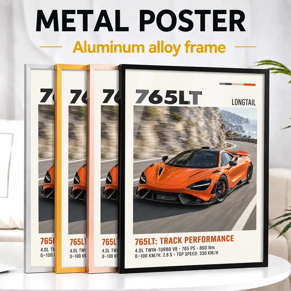 British 765LT Orange Supercar Framed Metal Print Customized Luxury Machine Wall Art A Thoughtful Gift For Gearheads In Showroom
