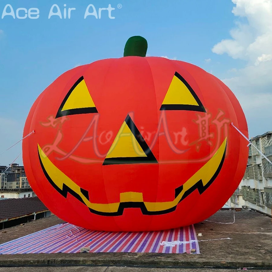 8.8m Diam×8mH Giant Outdoor Halloween Inflatable Evil Pumpkin Head with Lights For Festival Event Mexicano El Día de Muertos