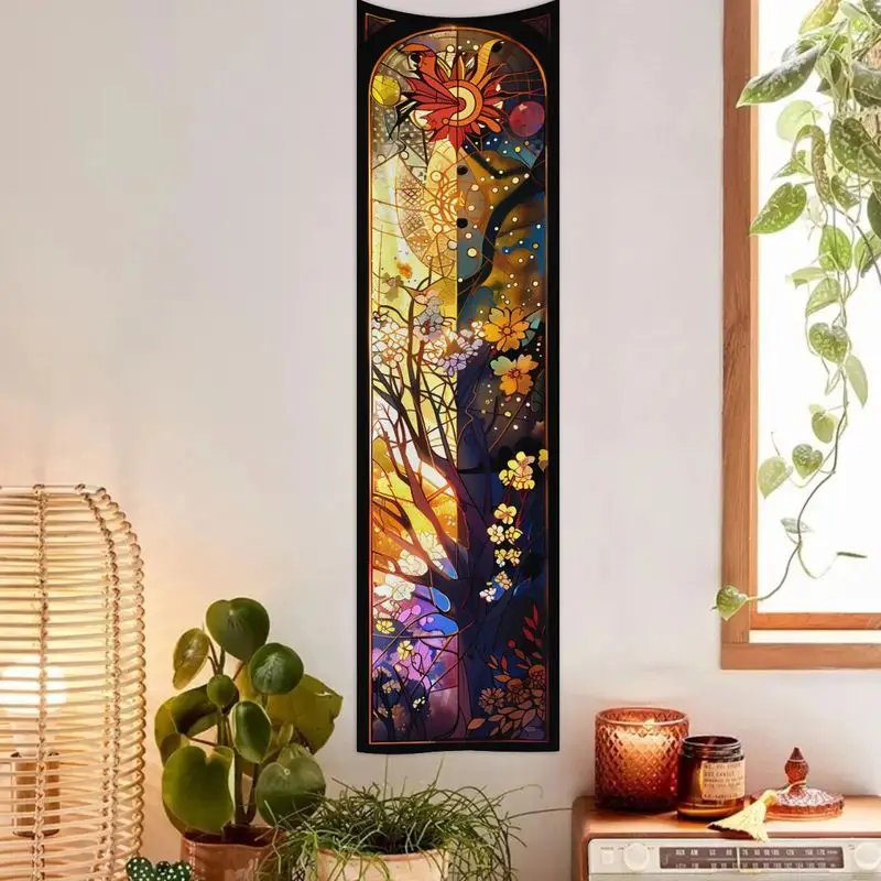 VIKAMA Painted Life Tree Moon Growth Strip Tapestry Wall Decoration Foyer Room Decoration Home Decoration
