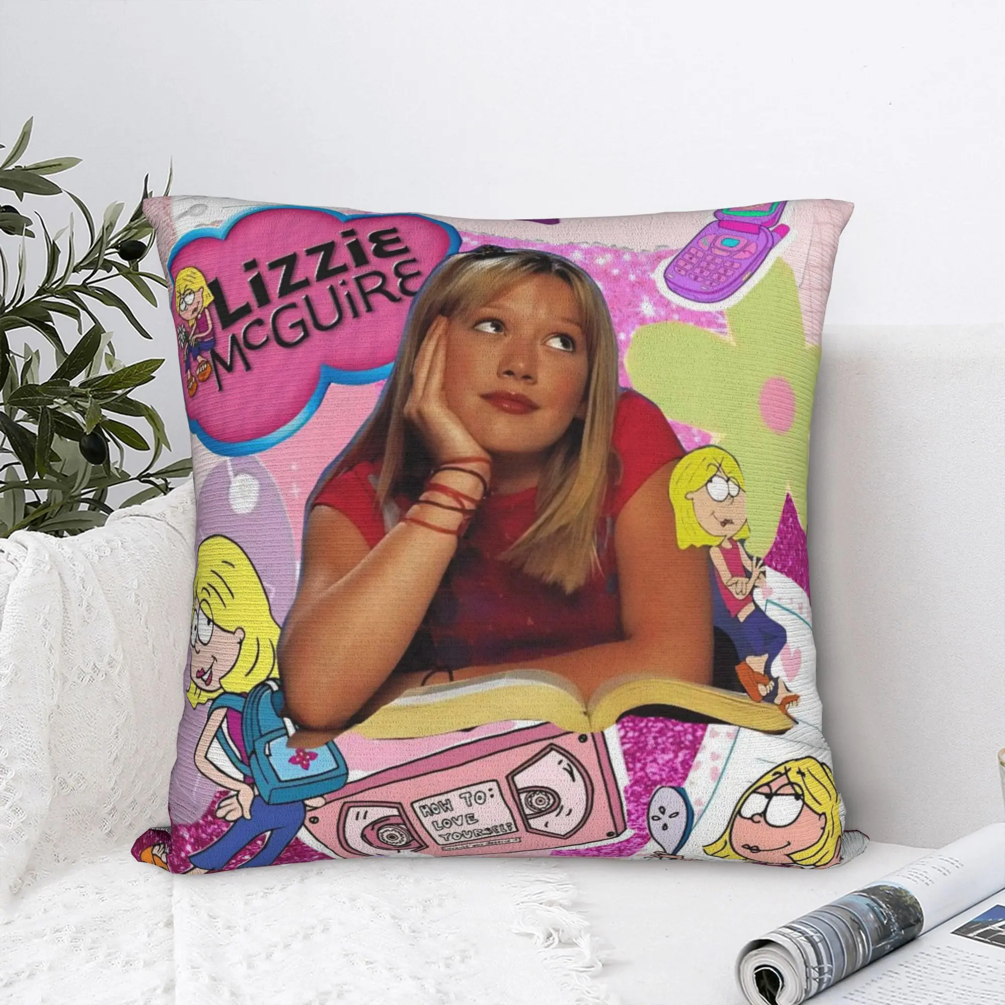 Lizzies Cartoon McGuires Square Pillow Case  Cushion Cover Custom Zippered Decorative Pillowcase for Car 45x45cm