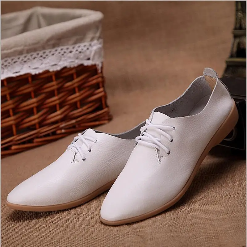 Flat Dance Shoes Women\'s Cowhide Casual Shoes Genuine Leather Dance Shoes Female Single Shoes Fashion