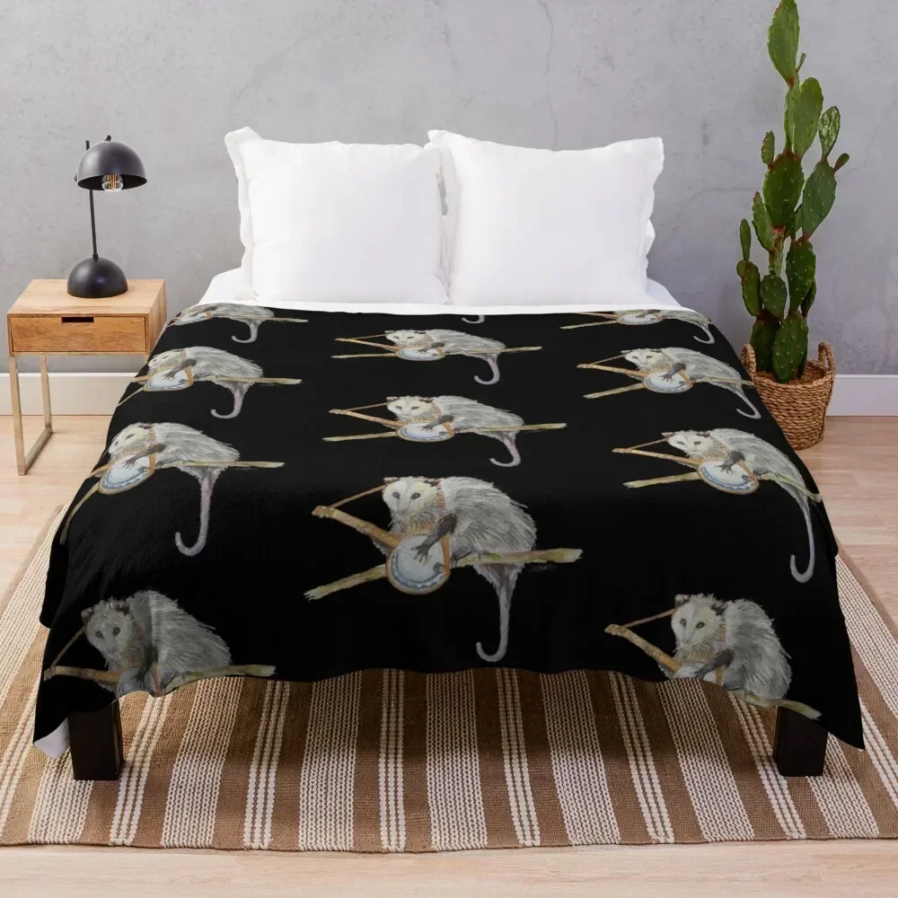 

Trash Banjo Opossum Throw Blanket Thermals For Travel Decorative Beds Custom Heavy Blankets
