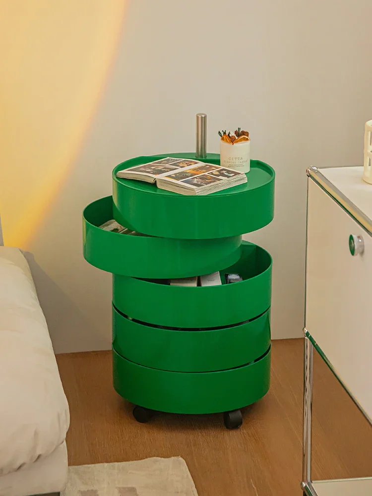 אינטרנט סלבריטי קוריאני אינסטגרם סגנון עגול מסתובב מרובה שכבות ארון אחסון עם גלגלים, ארון צד ספה