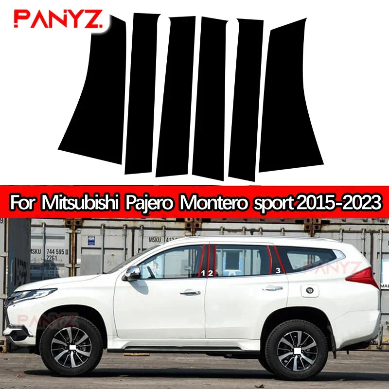 Autocollants de garniture de porte de fenêtre de voiture, poteau de pilier pour Mitsubishi Pajero Sport Montero Sport 2015 2016 2017 2018 2019 2020 2021 2022 2023