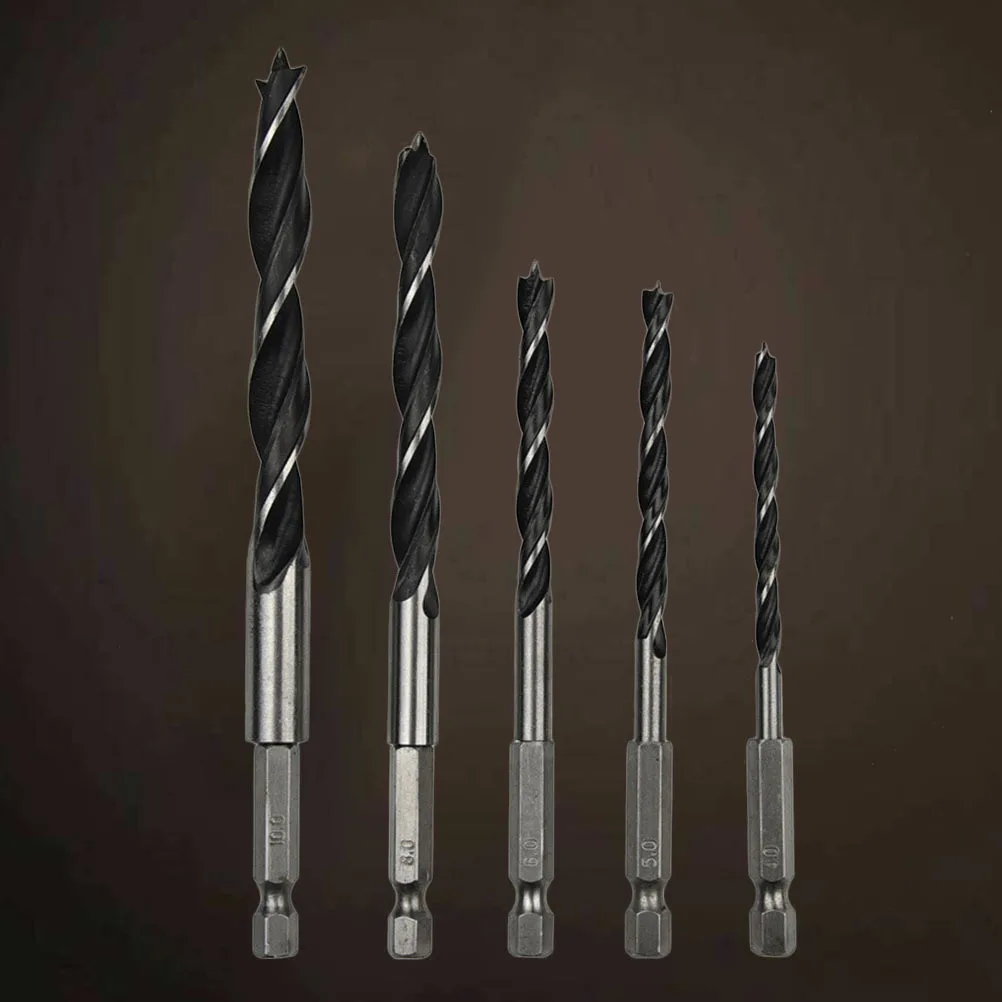 5Pcs High Speed Steel Woodworking Drill Bit Set Spiral Flute Durable Drill Bits for Metal Alloy Casting Iron Plastic