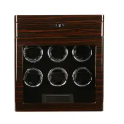 6 Watch Winder for Automatic Watches with Watch Display Collector Storage jewelry Case Safe Box -Black