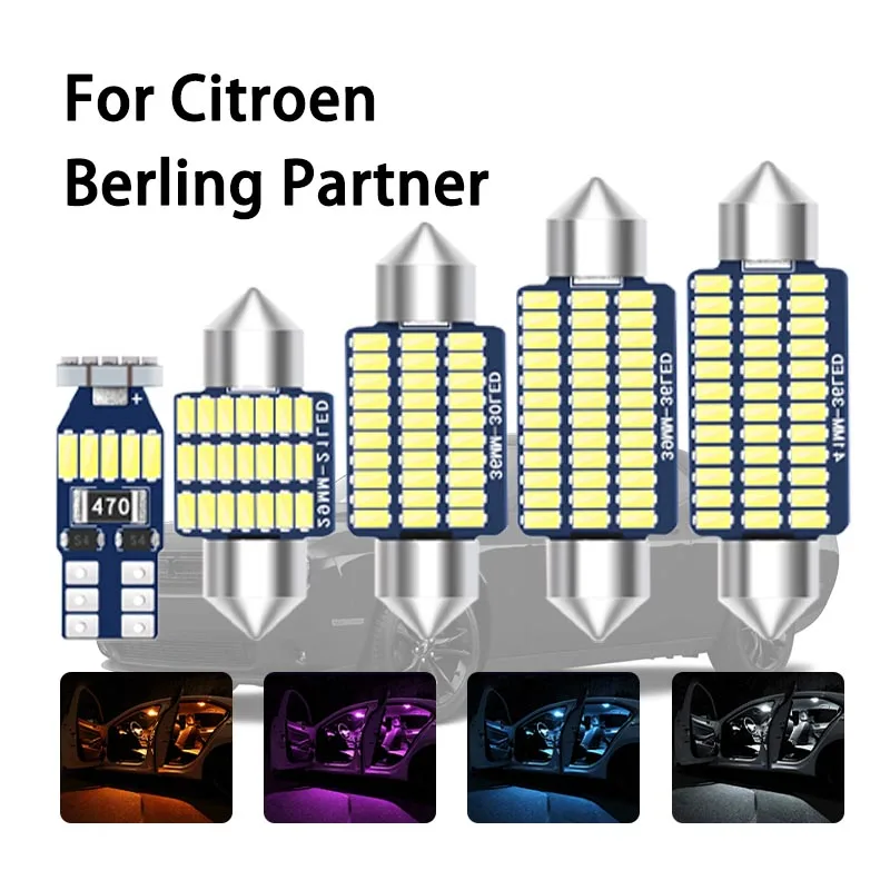 

Car Interior LED Light Canbus For Citroen Berlingo K9 B9 Peugeot Partner 1998 2002 2007 2008 2014 2020 2021 Tepee Accessories