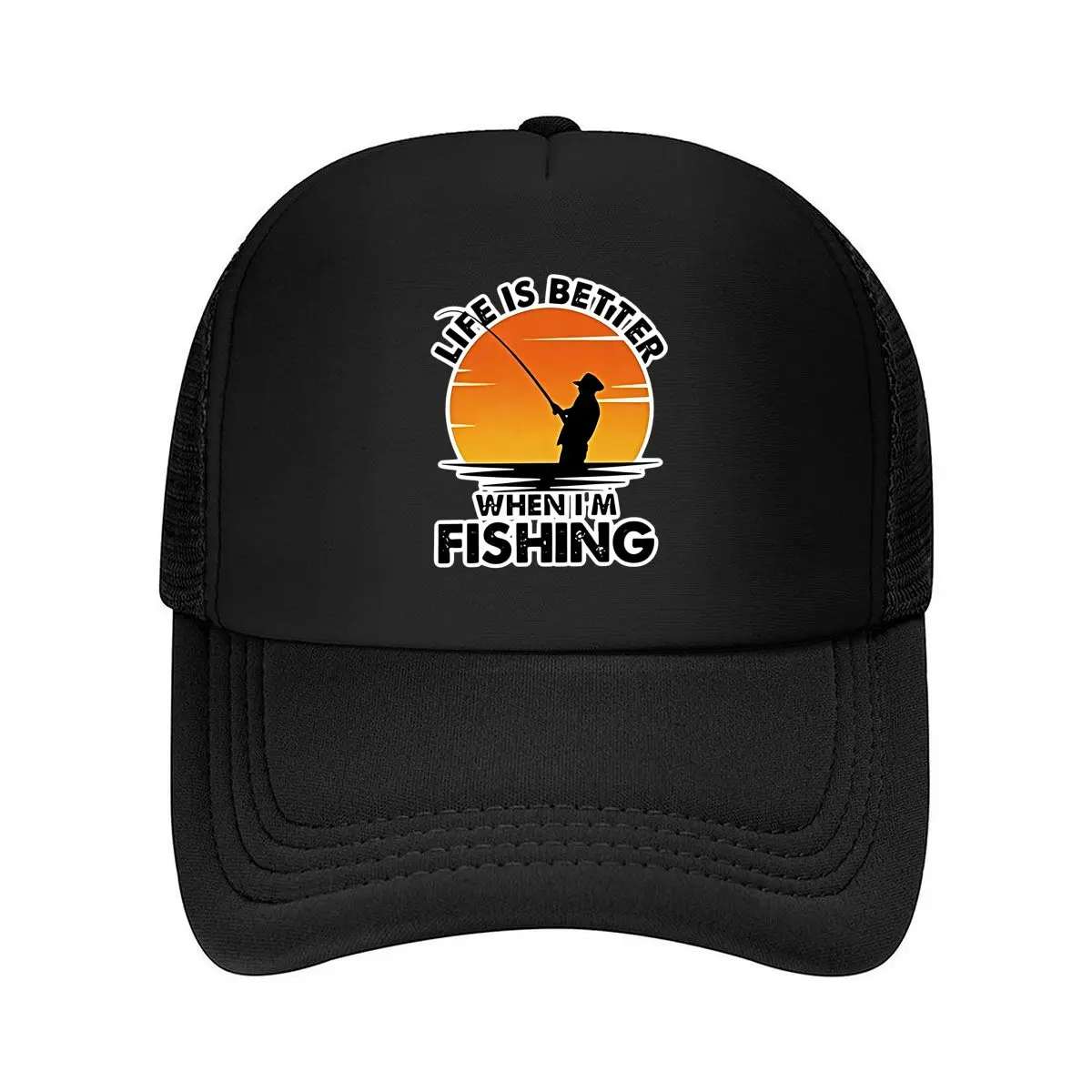 Life is Better When I'm Fishing_ Letter Print- Stylish Two-Tone Design, Breathable , Perfect for Sum 2026 Mesh Baseball Cap