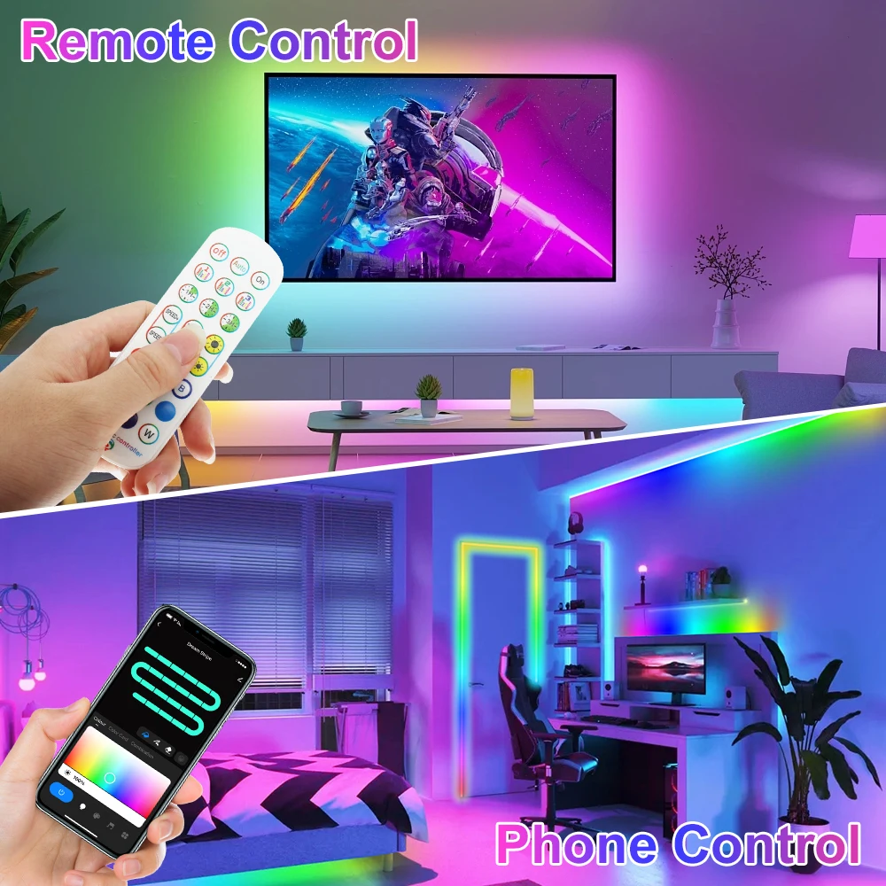 Tuya Smart Life APP WS2811 WS2812B LED Strip WiFi&BLE Bezprzewodowy pilot zdalnego sterowania Inteligentny dom współpracuje z Alexa Google Home