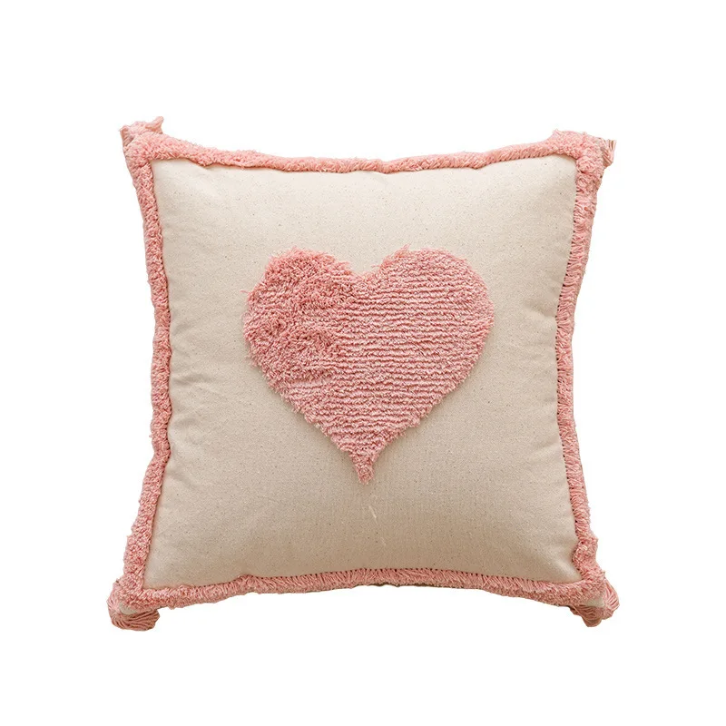 Ins Style Pink Plush Sofa Pillow Cover New Home And Decoration Small Fresh Love Style Pillow Case Detachable Pillow Case Covers