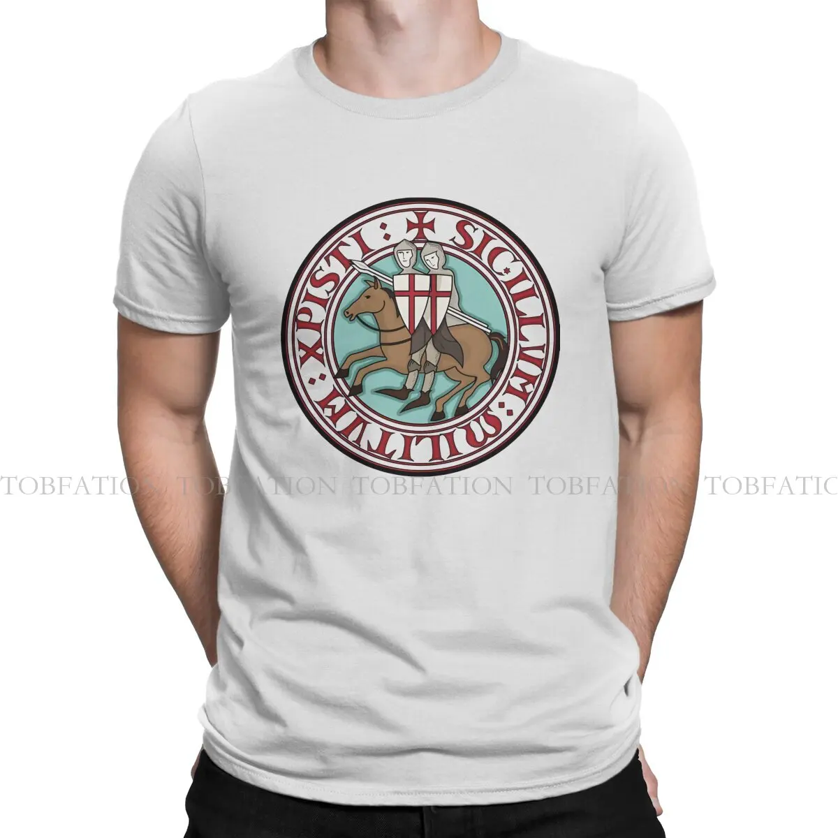 Templar Sigil TShirt For Men Knights Templar Clothing Style T Shirt 100% Cotton Print Fluffy Creative Gift