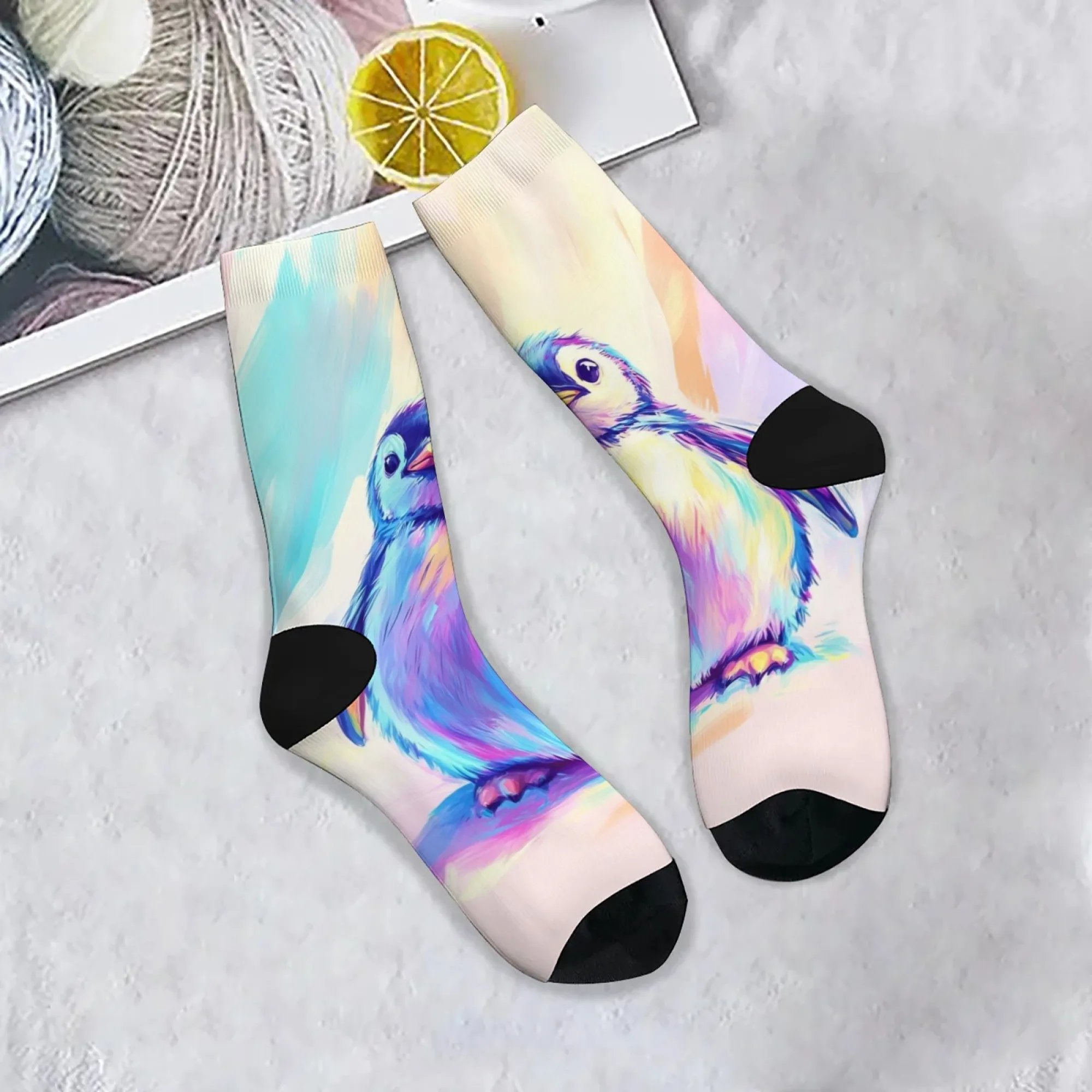 

Harajuku Ретро картина маслом с принтом пингвина мужские носки удобные дышащие нескользящие повседневные носки новые уличные стильные носки для экипажа