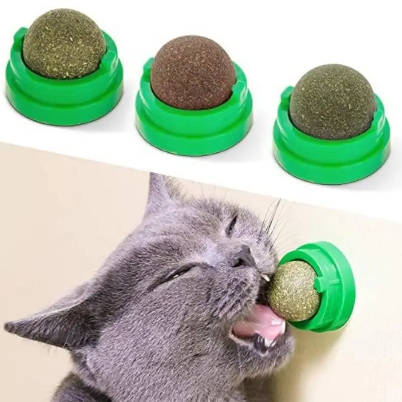 Jouet mural adhésif en forme de boule pour chat, à la catnip naturelle, griffoir et friandises saines et naturelles, élimine les boules, fournitures pour animaux de compagnie