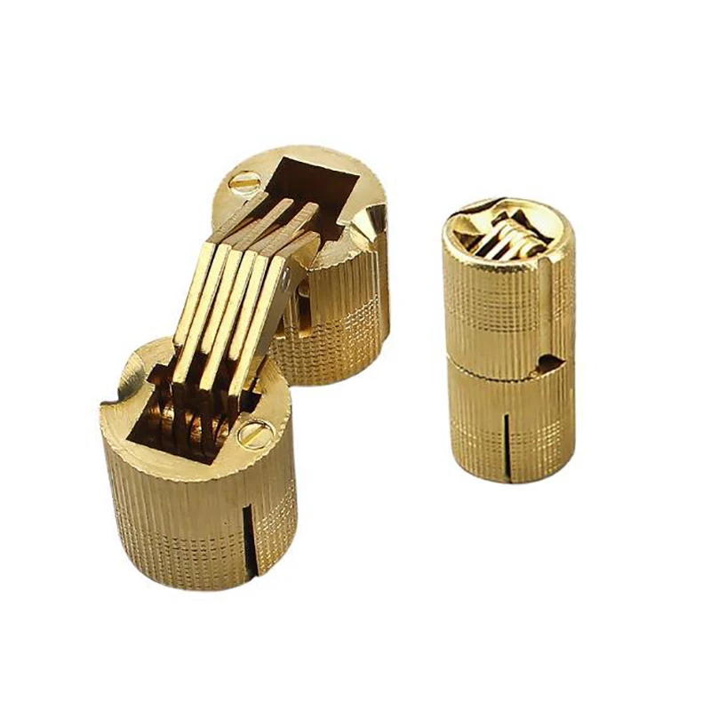 

1PCS Furniture Brass Hinges Concealed Hinges Cylindrical Hinges For Invisible Door Small Closet Cupboard Durable Door Hardware