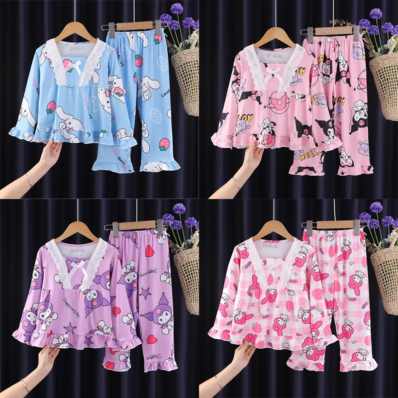 

Miniso Girls Pajama Sets Lovely Anime Trendy Soft Comfortable Night Clothes Breathable Loose Gal Housewear Autumn Winter Clothes