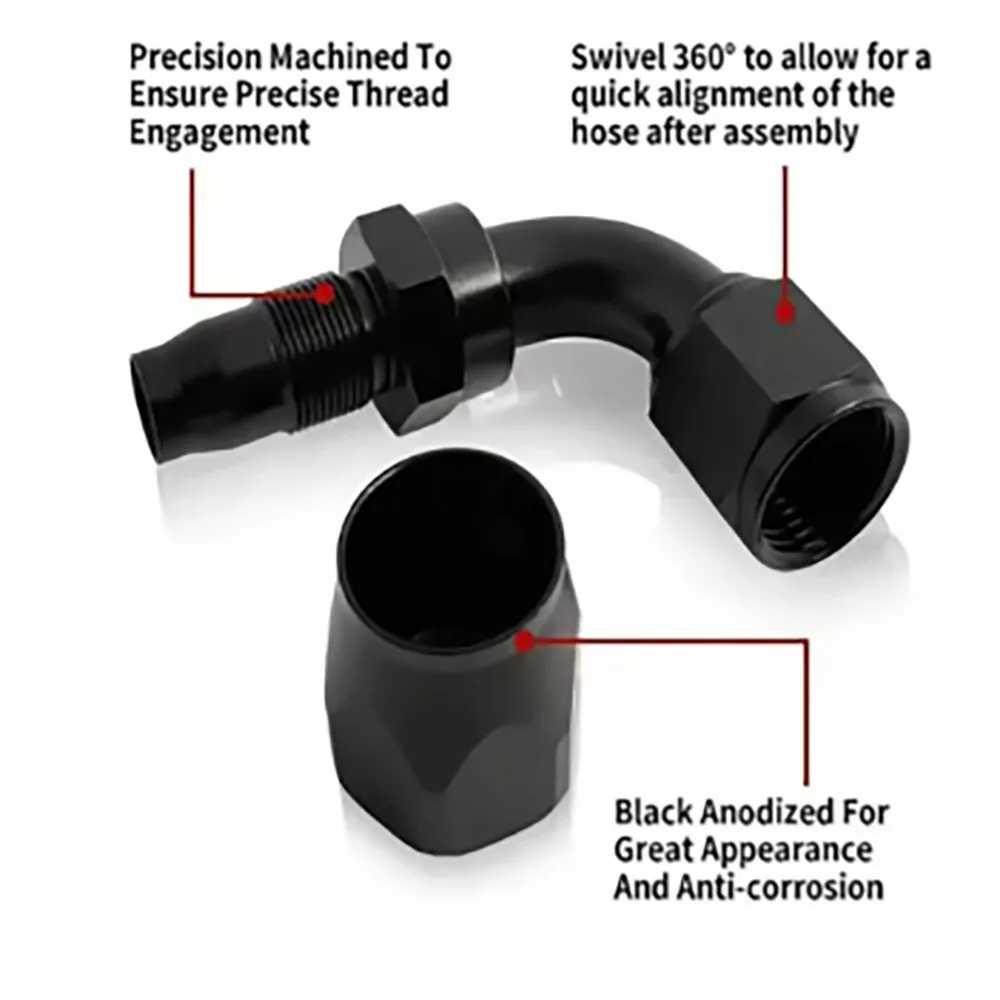AN4‑AN16 Aluminum CPE Swivel Hose End Fitting For Stainless Nylon Braided Fuel & Oil Hose Car Racing Oil Cooler Modification