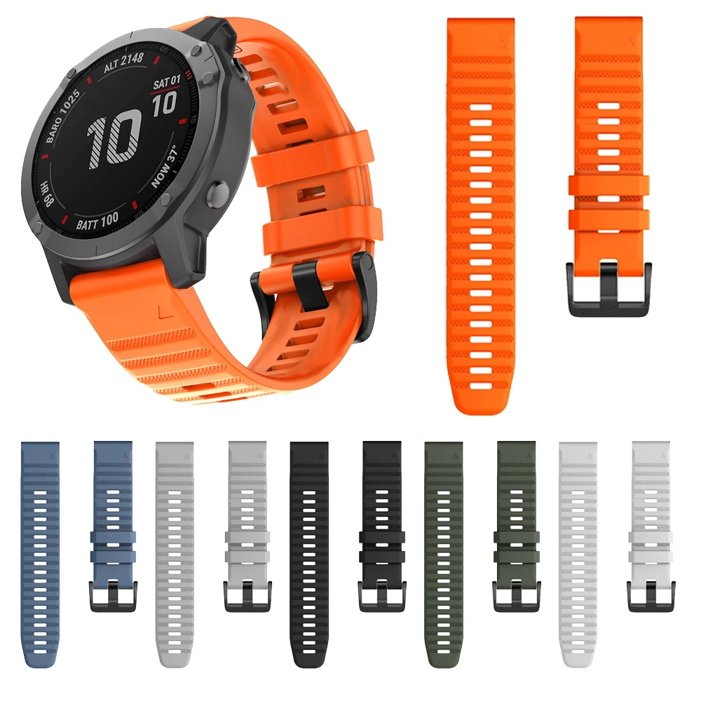 26 22 20mm Watch band For Garmin Fenix 7S 7X 7 6 6S 6X Pro 5 5X 5S Plus 3HR 935 Silicone Bracelet Easyfit Wrist Strap Correa