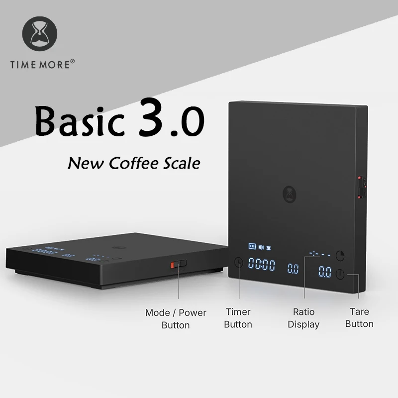 TIMEMORE Digital Coffee Scale Black Mirror Basic 3.0 Kitchen Scale For Pour Over Coffee Espresso Scale Flow Rate And Auto Timer