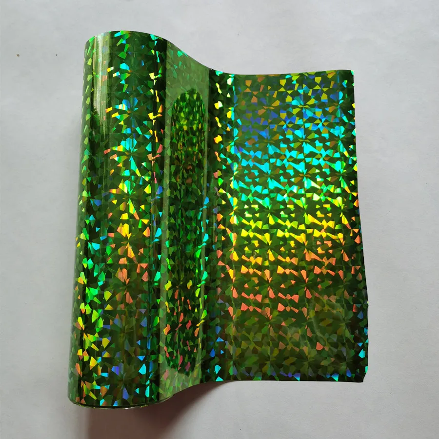 Holographic foil stamping foil light green color broken glasses design hot press on paper or plastic stamping film