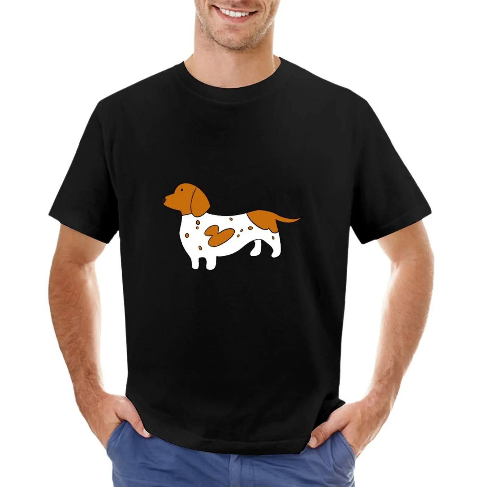 Red Piebald dachshund weenie dog sticker T-Shirt aesthetic clothes sports fans baggy shirts Men's t-shirt