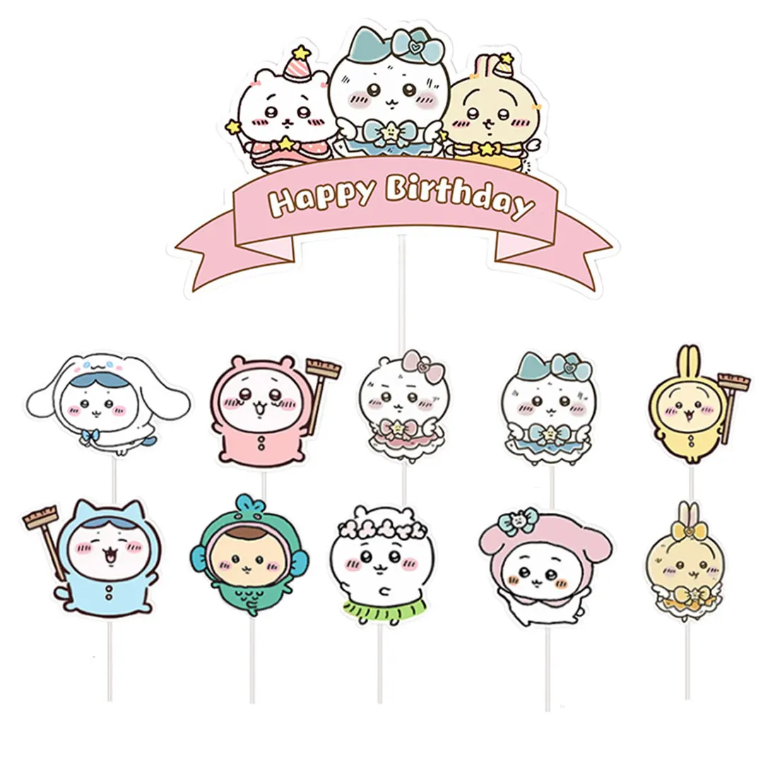 Set de Adornos para Pastel de Anime Chiikawa, Decoraciones Kawaii para Cupcakes con Personajes Lindos para Fiestas de Cumpleaños Infantiles y Regreso a Clases