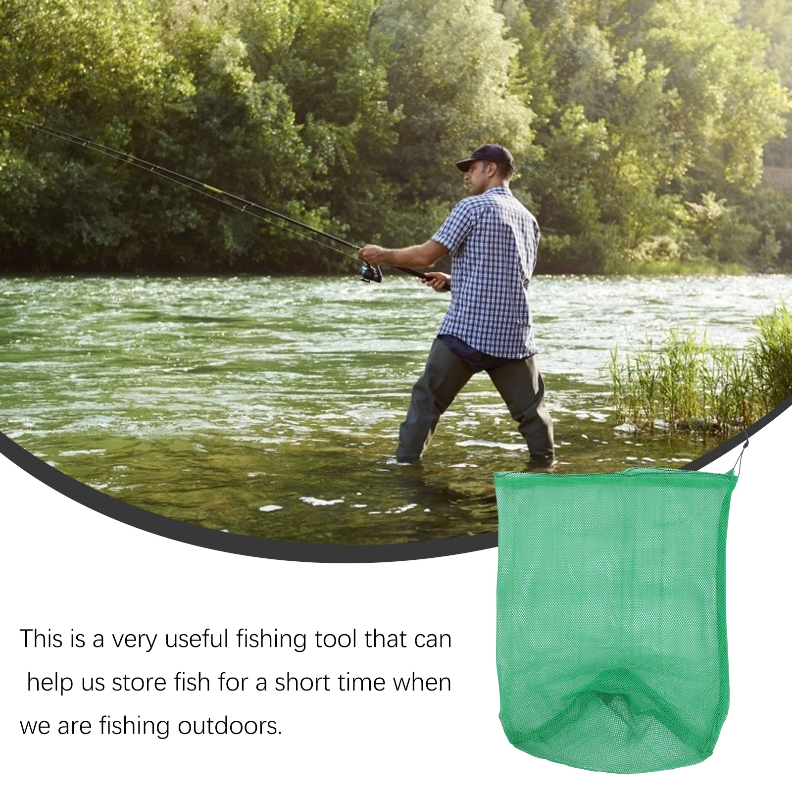 

4pcs Fishing Net Bags Quick Drying Lightweight Foldable Fish Collection Bag Mesh Tackle Storage Portable Outdoor Green