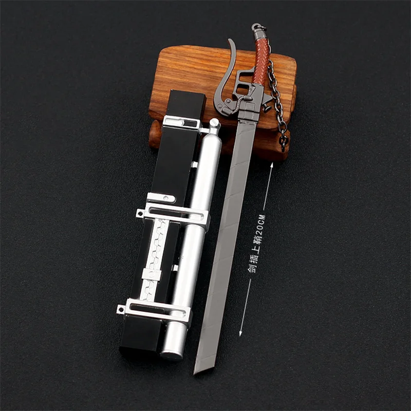 20cm Titan Eren Jaeger Attack on The Blade Weapon Model Anime Toy Sword Metal Handicraft Decorative Ornaments Gifts Collections