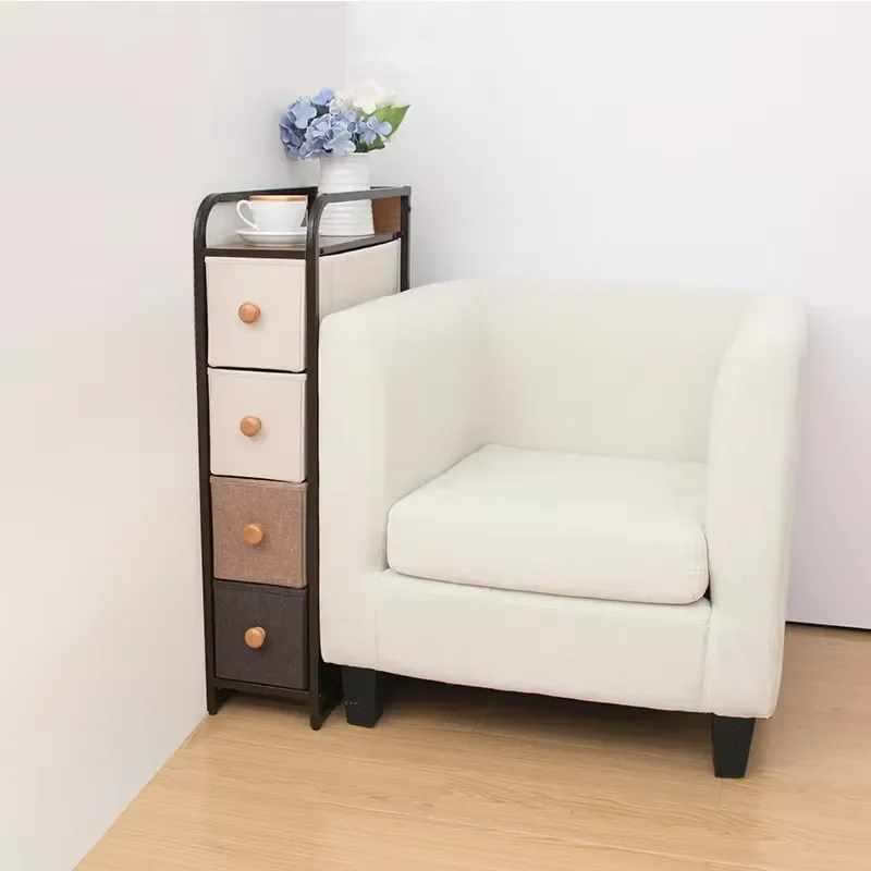 Living Room Furniture Fabric Organizer Unit Storage Chest 4 Drawer Cabinet