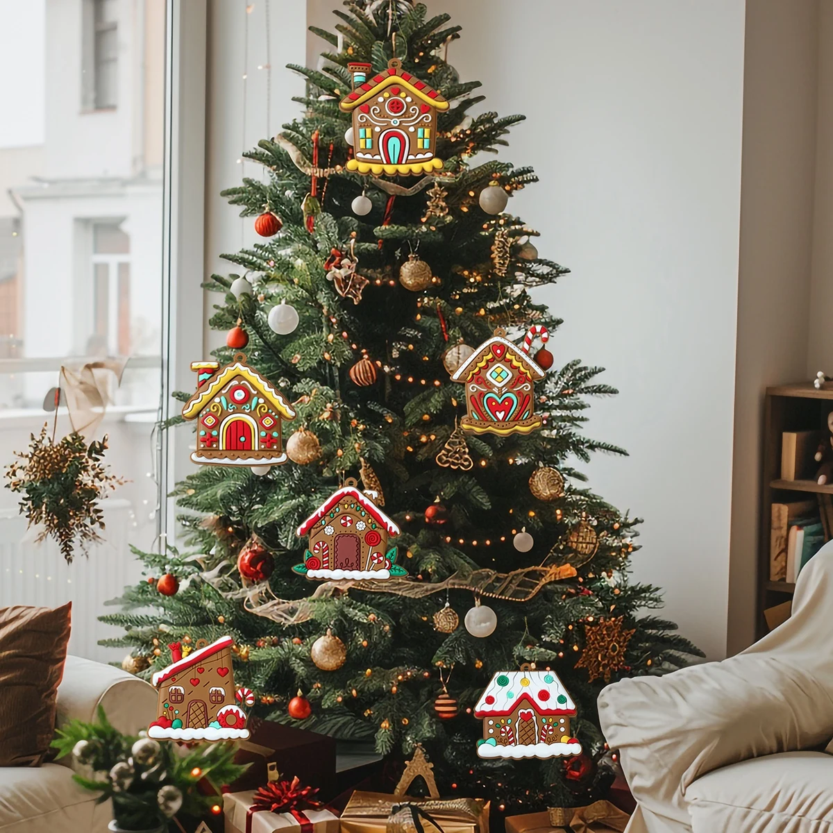 Christmas Gingerbread House Pendant Christmas Decorations 2024 for Home Pendant  Xmas Ornament Navidad Natal New Year Gifts 2025