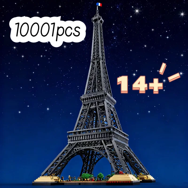 Nouveauté noël 10001 pièces icônes 10307 1.5m de haut tour Eiffel Paris Architecture de renommée mondiale cadeaux d'anniversaire blocs