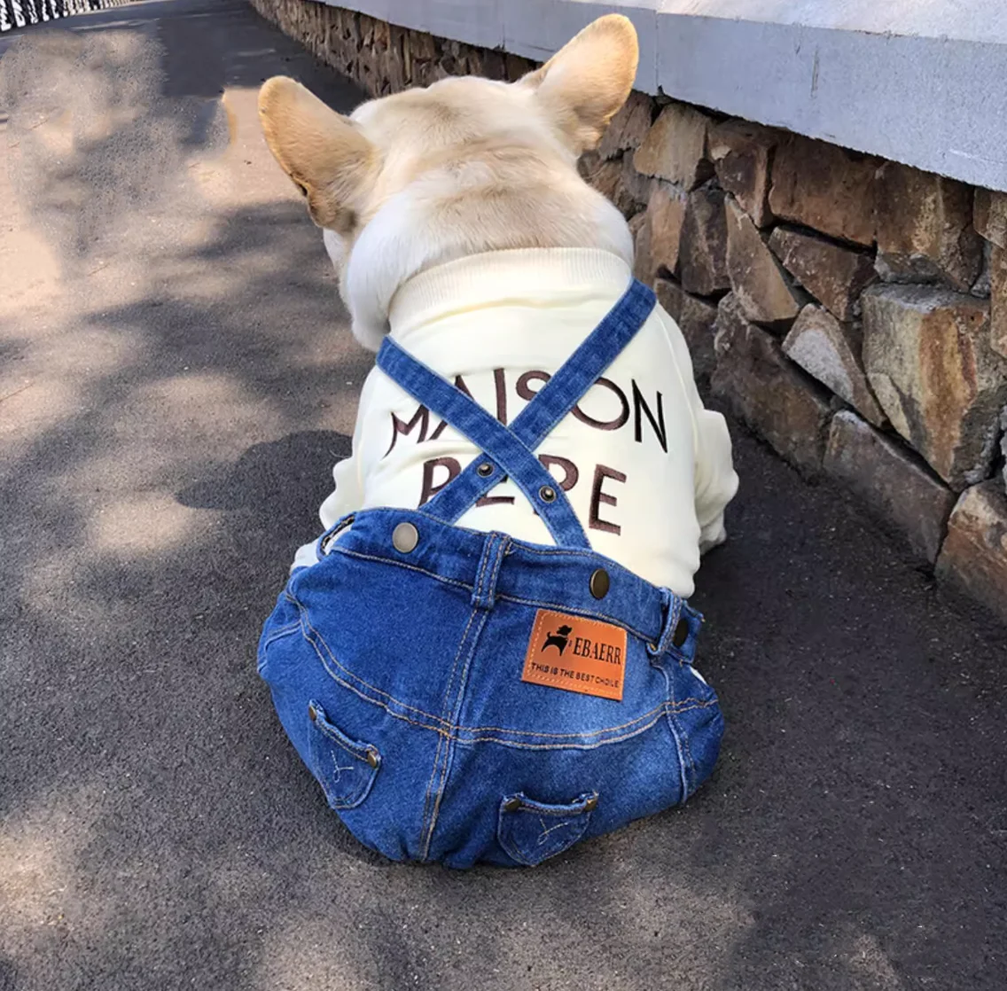 

Dog Cowboy Belted Pants Versatile Pet Pants French Bulldog Onesie Fat Doggy's Clothes