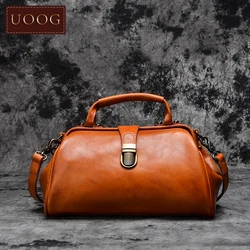 Doctor's bag Leather women's bag Vintage bag Handmade messenger bag Cowhide vegetable tanned leather 2023 new handbag