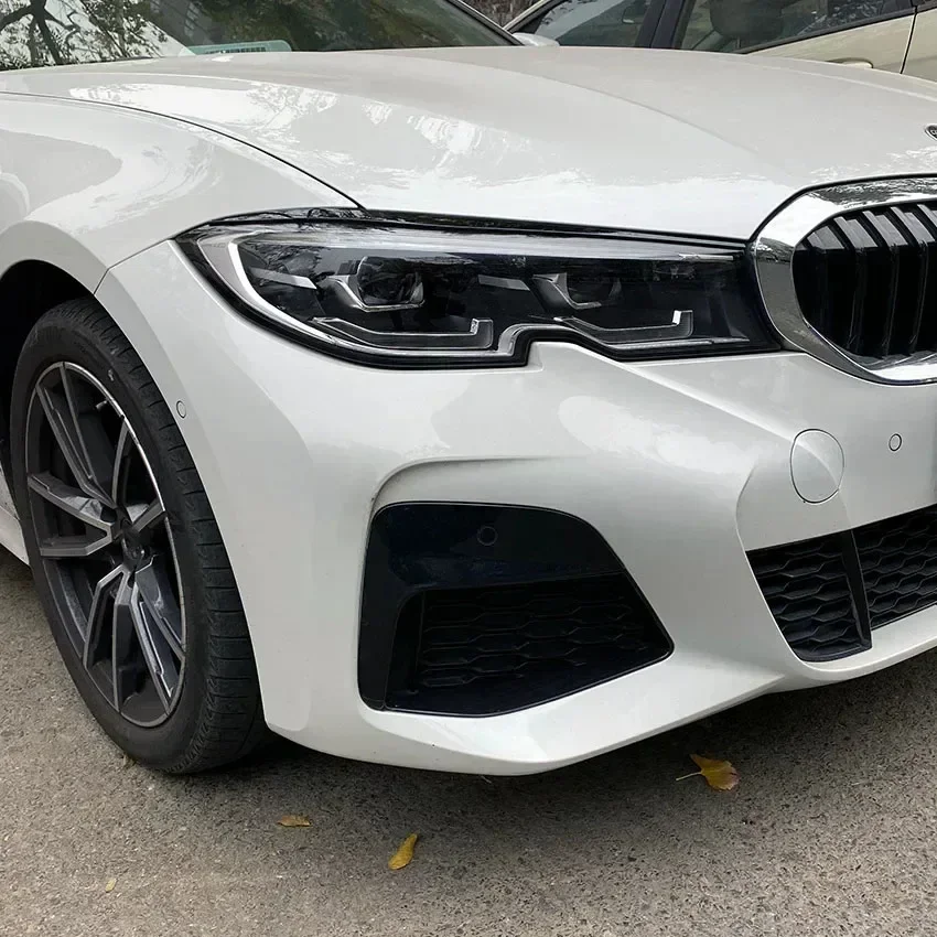 2Pcs For BMW 3 Series G20 320i 325i 330i 2019-2023+ Car Headlight Eyebrow Eyelid Cover Trim Decorative Gloss Black Body Kits ABS