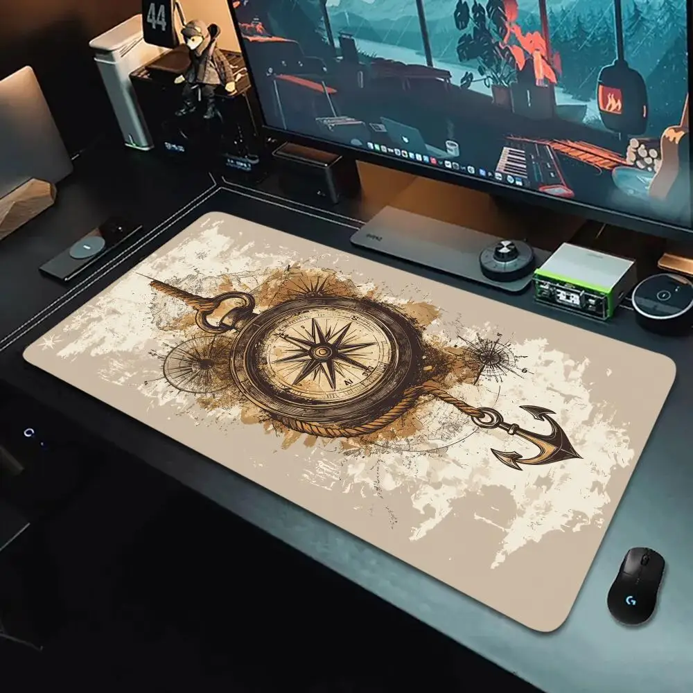 Compass Nautical Map Mouse Pad Large Computer Office Game Table Mat XXL Rubber Anti-slip Stitching Keyboard Mats Long Desk Pads