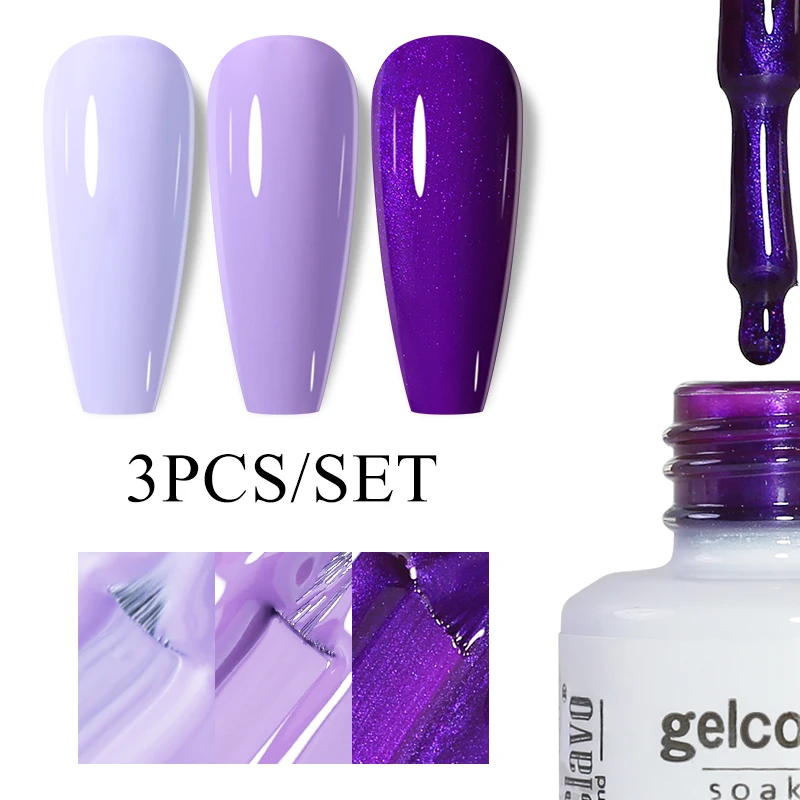 Arte Clavo 8 مللي 3psc/مجموعة جيل للأظافر مجموعة طلاء الأظافر شبه دائم الهجين لقاعدة معطف فوقي نقع قبالة الأشعة فوق البنفسجية الصيف الشتاء اللون LED مسمار الفن #6