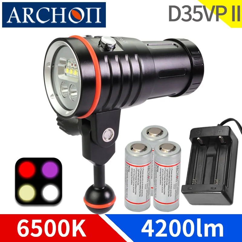 

Archon D35vp-ii Hd Diving Led Cob Video Light 4200 Lumens Warm White Uv Red Photograph Flashlight Underwater 100m Fill Lamp