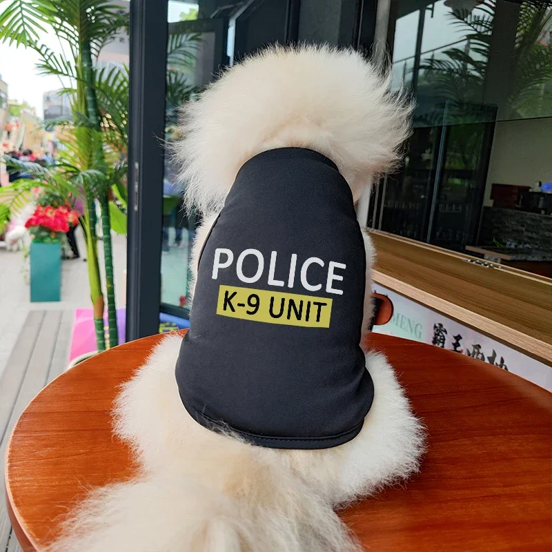 Жилет с принтом ПОЛИЦИИ для домашних животных, кошек и собак, весна-лето, дышащий, удобный для маленьких и средних собак, урна для домашних животных