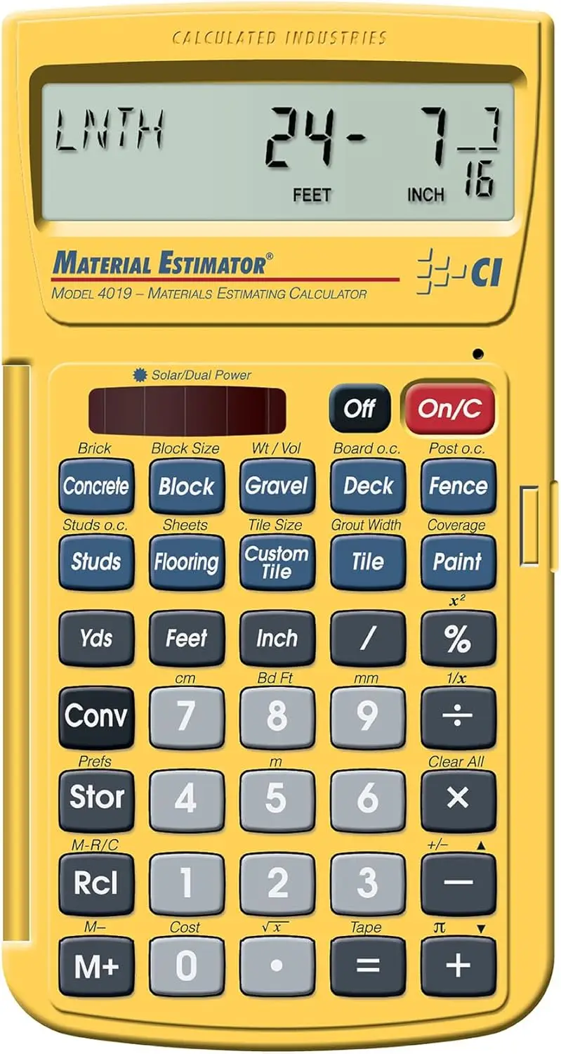 

Калькулятор для расчета материалов для домашних мастеров, подрядчиков и строителей - Желтый | Расчет стоимости строительства в футах, дюймах, ярдах