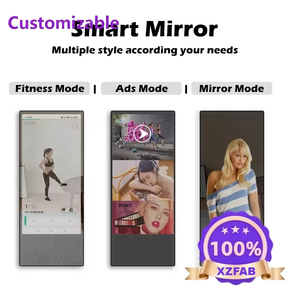 Factory Direct 2026 LETINE 49 55 65inch Stand Indoor Smart Touch Mirror Digital LCD Advertising Screens