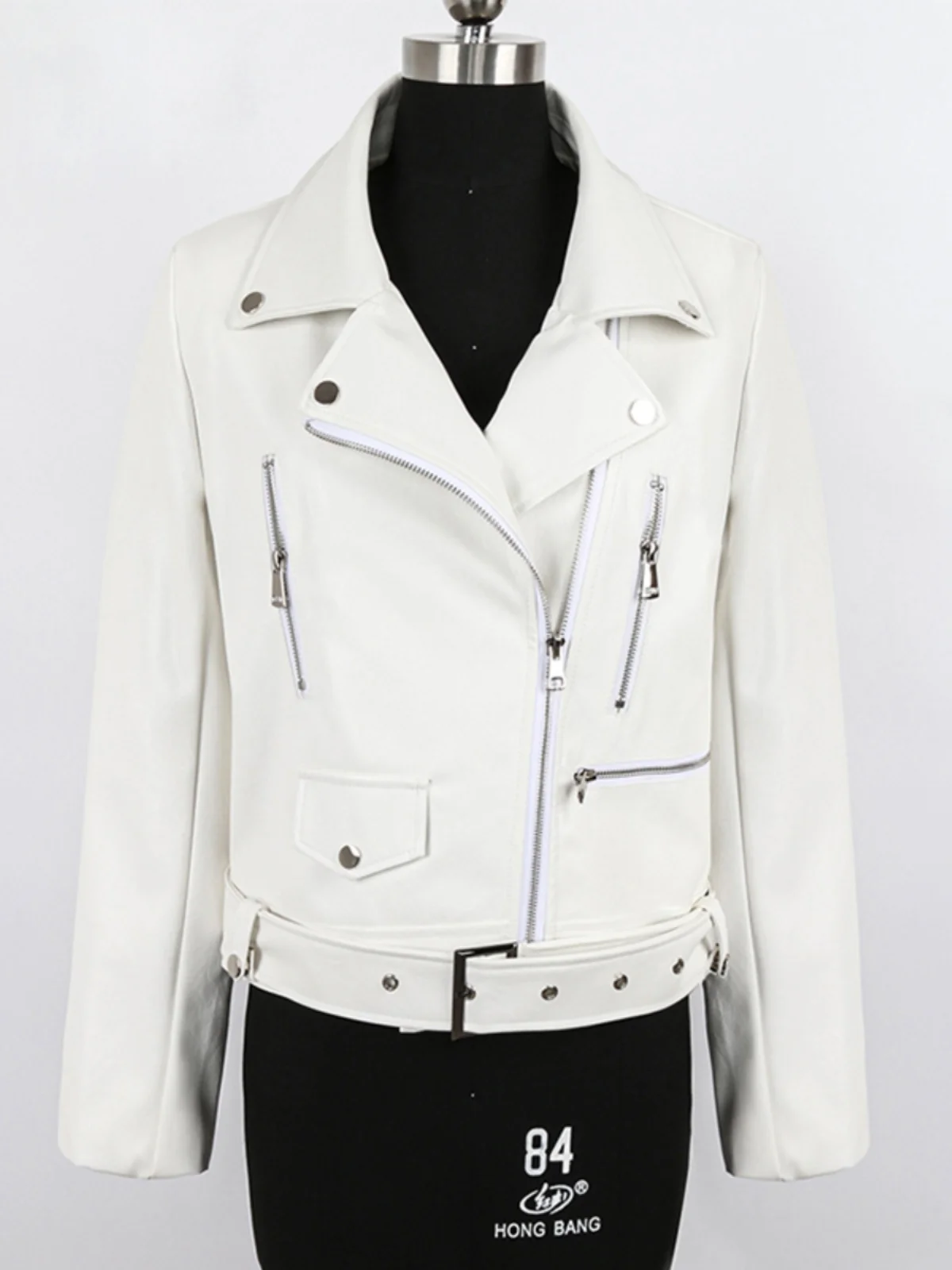 Nerazzurri – veste de moto pour femmes, manteau en cuir PU blanc, avec ceinture, manches longues, style navetteur, nouvelle collection 2023