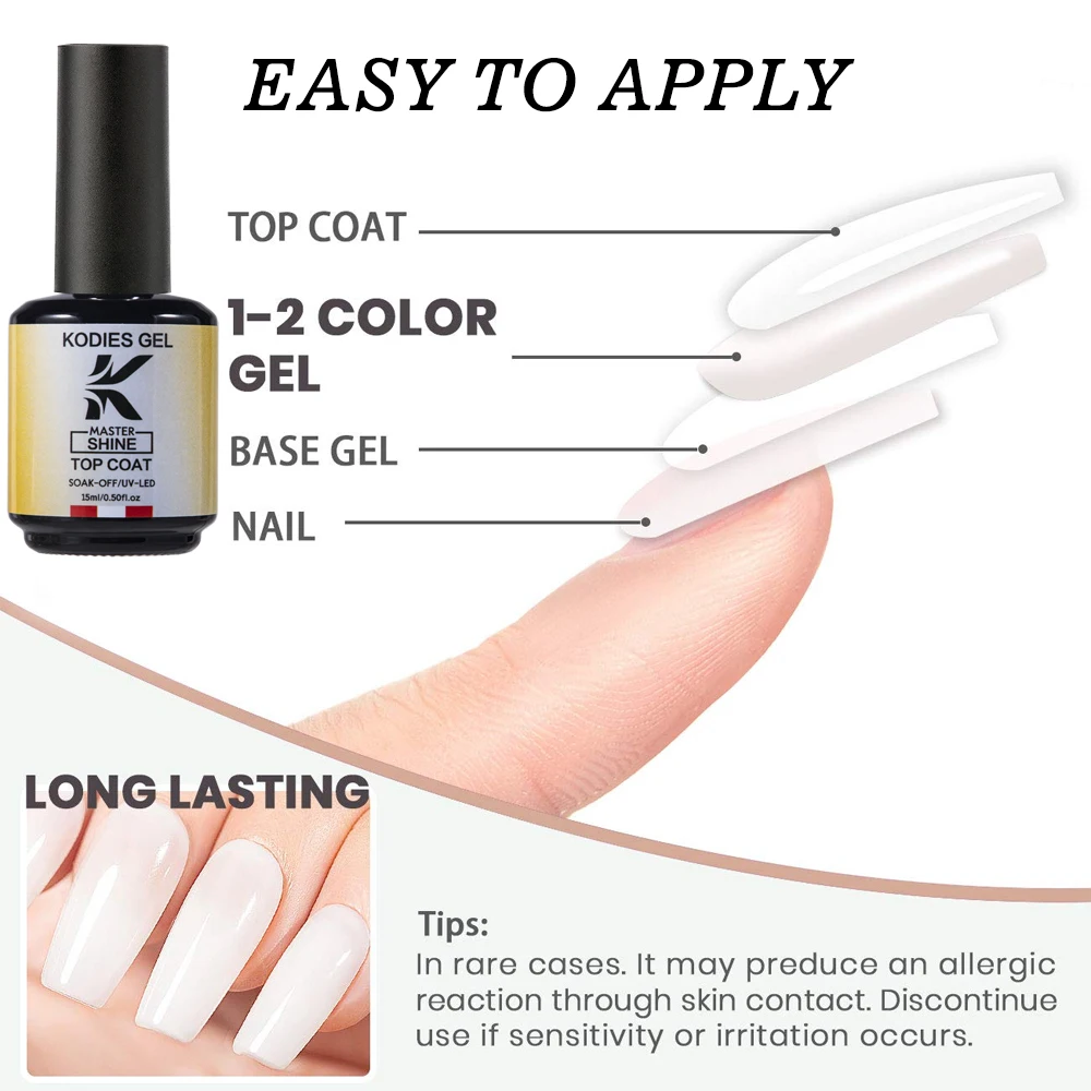 KODIES GEL Super Shine couche de finition Gel vernis à ongles fort dur couche de finition Semi Permanent UV vernis tremper Nail Art Gel fonctionnel
