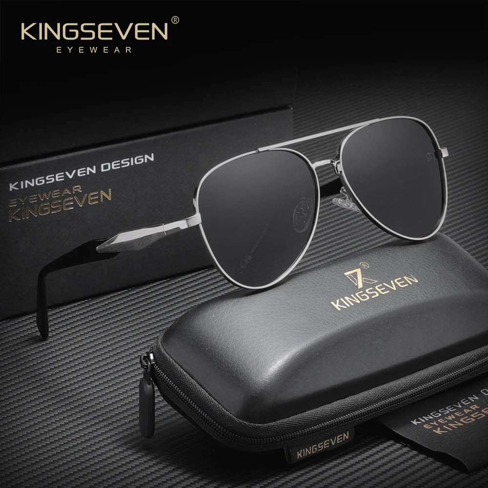 

KINGSEVEN Business Pilot Sunglasses Fashion Alloy Frame UV400 Polarized Driving Outdoor Anyi-glare Men Women Eyewear