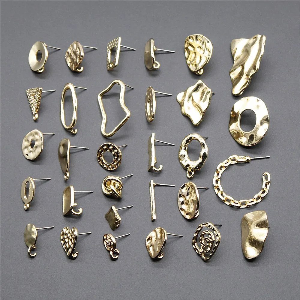 10pcs Earrings Studs Accessories Jewelry Findings & Components Earring Accessories Golden Color Distorted Earrings Base Studs