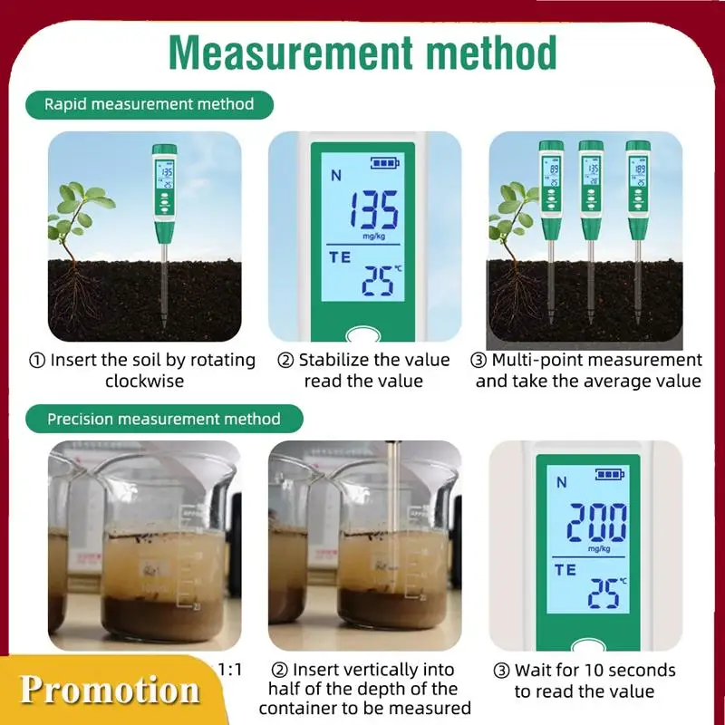 

Hot!Soil Tester, Fertiliser Tester Analyser For Use In Potting And Planting Farms Gardening