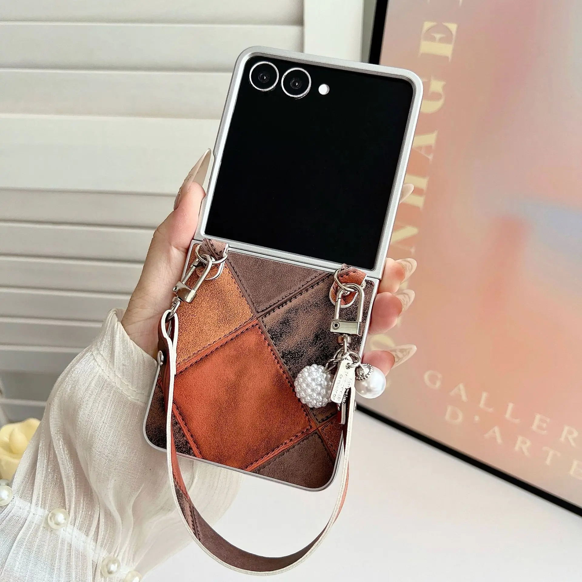 

Contrasting Colors Mini Handbag Phone Case for Samsung Galaxy Z Flip 7 6 5 4 Back Cover for ZFlip5 ZFlip6 ZFlip7 Case Shell