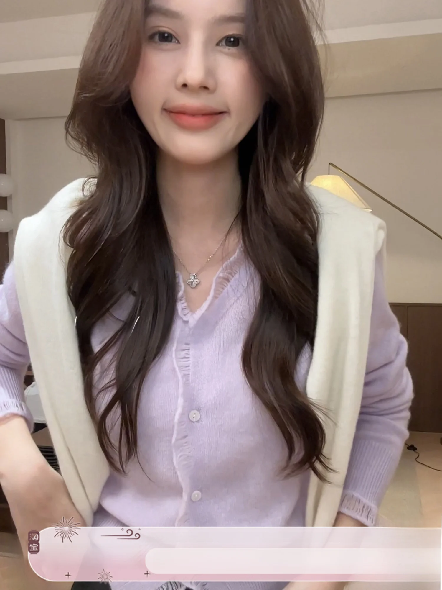 

Handmade Knitted Pure Wool V-ne Single Button All-match Color eep Gene Lace Splicing Soft Long Sve Women's Cardigan