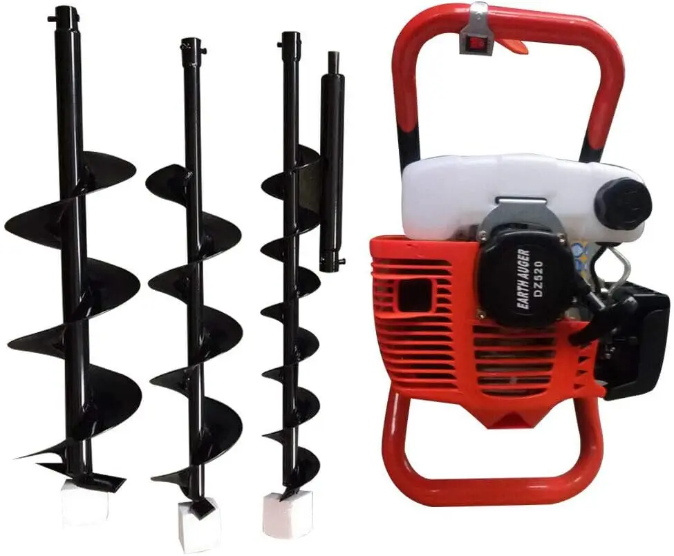 52Cc Auger Post Hole Digger 2-Stroke Gas Powered Earth Auger Digger 1700W Gasoline Garden Fence Plant Soil Digging Tool With