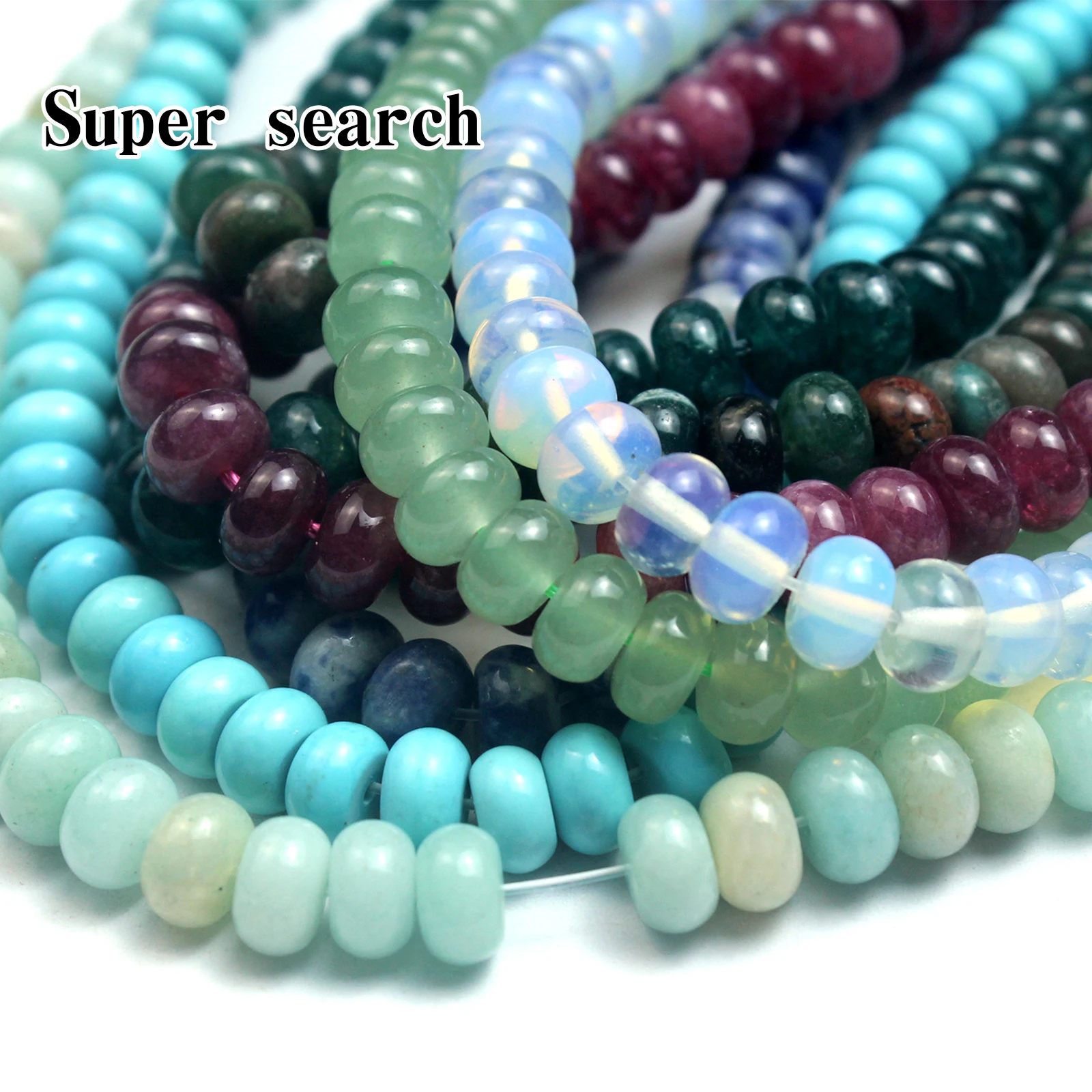 Natural Stone Rondelle Beads Agates Turquoises Crystal Green Aventurine Spacer Beads for Accessories Jewelry Making Strand 8mm